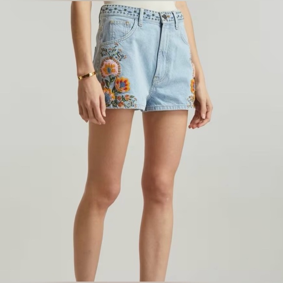 NWT FARM Rio Summer Garden Denim Shorts - Picture 12 of 15